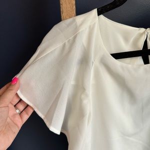 NWT, Small, white Catherine Malandrino summer dress with flutter sleeves.